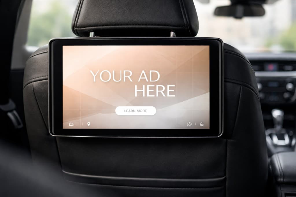 Taxisete med nettbrettskjerm